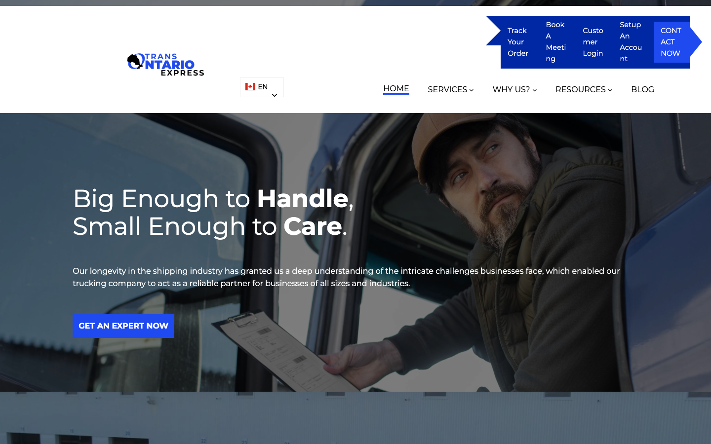 Trans-Ontario homepage screenshot